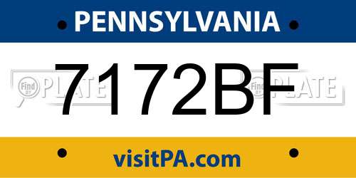 7172BF Pennsylvania License Plate