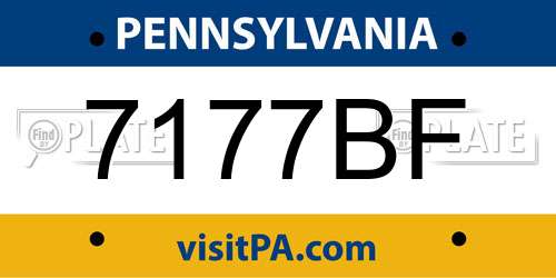 7177BF Pennsylvania License Plate