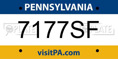 7177SF Pennsylvania License Plate