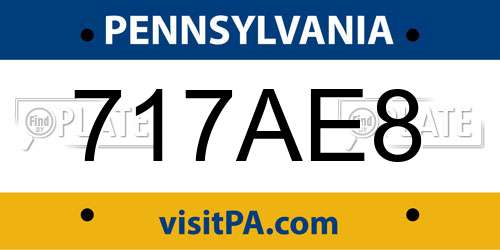 717AE8 Pennsylvania License Plate