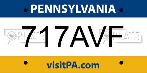 717AVF Pennsylvania License Plate