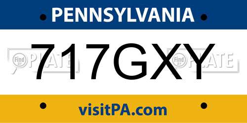 717GXY Pennsylvania License Plate
