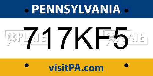 717KF5 Pennsylvania License Plate