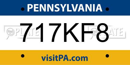717KF8 Pennsylvania License Plate