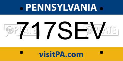 717SEV Pennsylvania License Plate