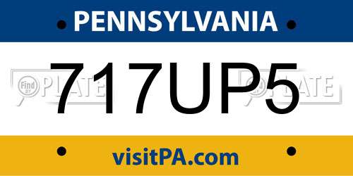 717UP5 Pennsylvania License Plate