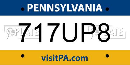 717UP8 Pennsylvania License Plate