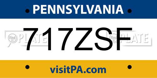 717ZSF Pennsylvania License Plate