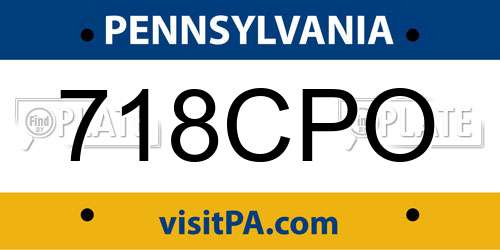 718CPO Pennsylvania License Plate