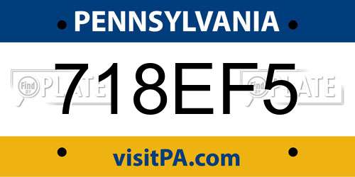 718EF5 Pennsylvania License Plate