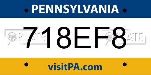 718EF8 Pennsylvania License Plate