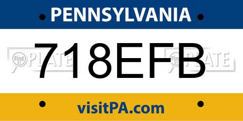 718EFB Pennsylvania License Plate