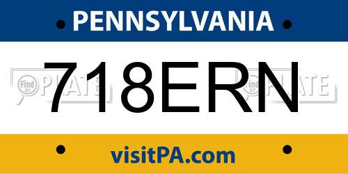 718ERN Pennsylvania License Plate