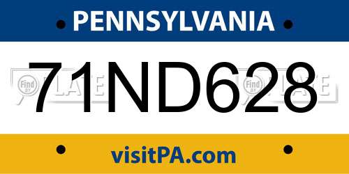 71ND628 Pennsylvania License Plate