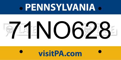 71NO628 Pennsylvania License Plate