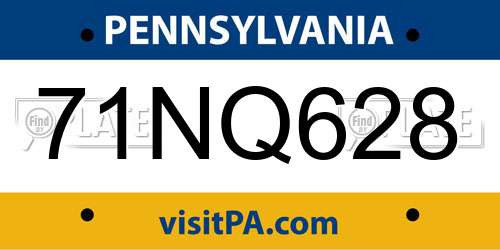 71NQ628 Pennsylvania License Plate