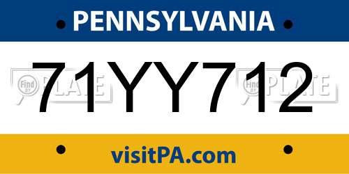 71YY712 Pennsylvania License Plate