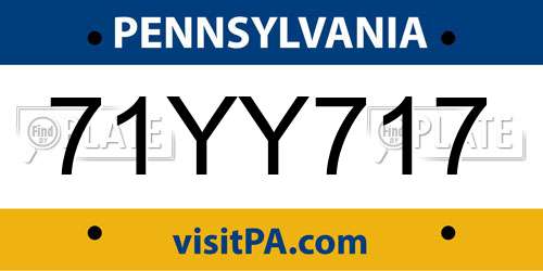 71YY717 Pennsylvania License Plate