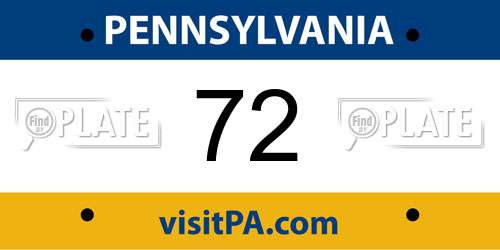 72 Pennsylvania License Plate