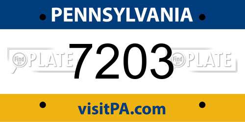 7203 Pennsylvania License Plate