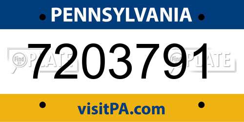 7203791 Pennsylvania License Plate