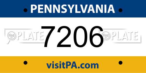7206 Pennsylvania License Plate