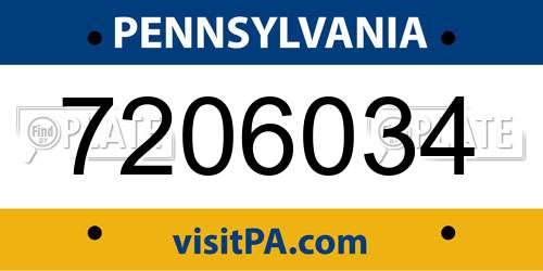 7206034 Pennsylvania License Plate