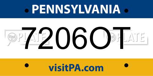 7206OT Pennsylvania License Plate