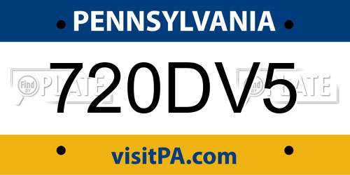 720DV5 Pennsylvania License Plate