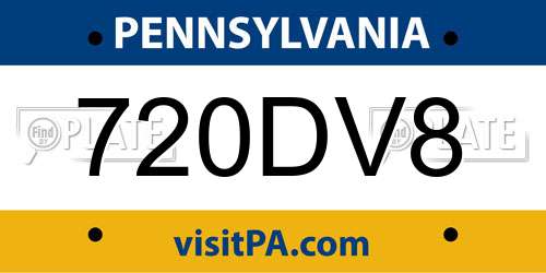 720DV8 Pennsylvania License Plate