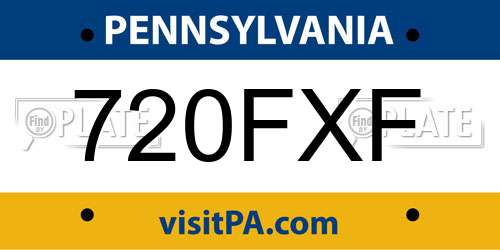 720FXF Pennsylvania License Plate