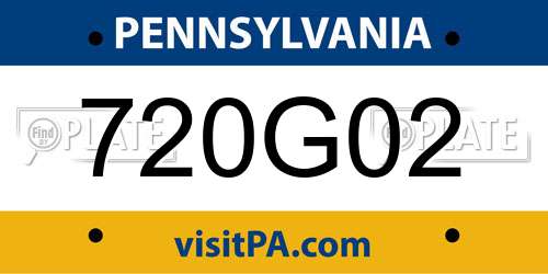 720G02 Pennsylvania License Plate