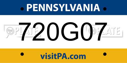 720G07 Pennsylvania License Plate