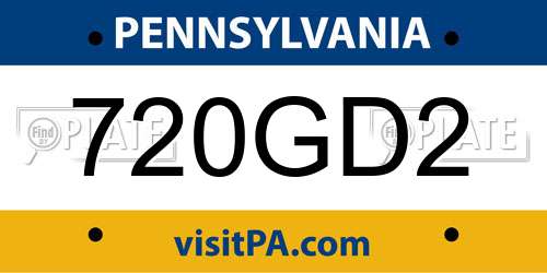720GD2 Pennsylvania License Plate