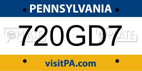 720GD7 Pennsylvania License Plate