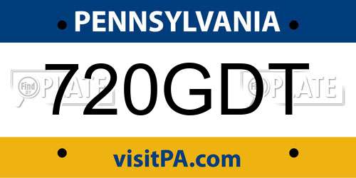 720GDT Pennsylvania License Plate