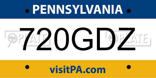 720GDZ Pennsylvania License Plate