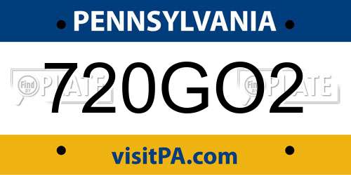 720GO2 Pennsylvania License Plate
