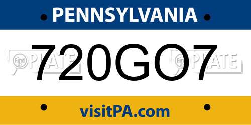 720GO7 Pennsylvania License Plate