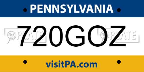 720GOZ Pennsylvania License Plate