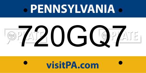 720GQ7 Pennsylvania License Plate