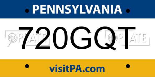 720GQT Pennsylvania License Plate