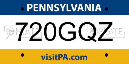 720GQZ Pennsylvania License Plate