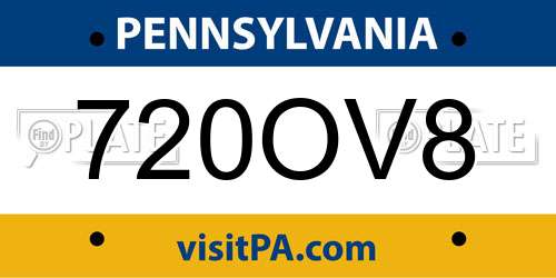 720OV8 Pennsylvania License Plate