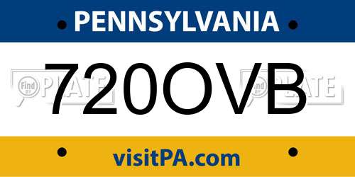 720OVB Pennsylvania License Plate
