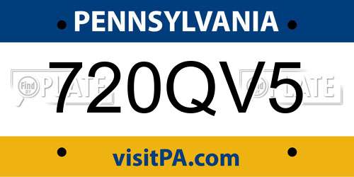 720QV5 Pennsylvania License Plate