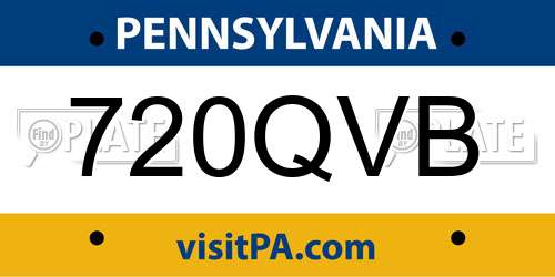 720QVB Pennsylvania License Plate