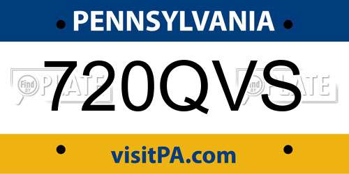 720QVS Pennsylvania License Plate
