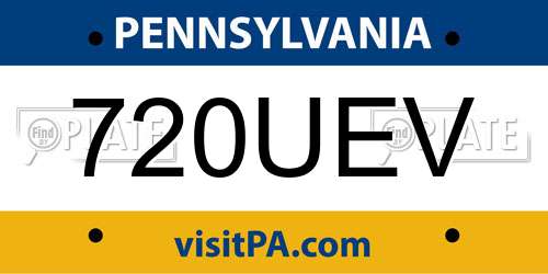 720UEV Pennsylvania License Plate