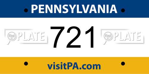 721 Pennsylvania License Plate